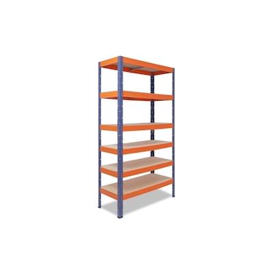 shelfplaza PRO 180x100x60 cm Schwerlastregal in blau-orange mit 6 Böden und 166 kg Traglast pro Boden Image