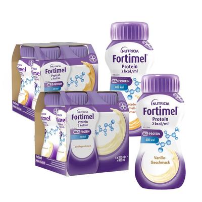 Fortimel Protein 2 kcal Schoko.-Karamell Trinknahr & Vanillegeschm 2x4x200 ml Flüssigkeit Image
