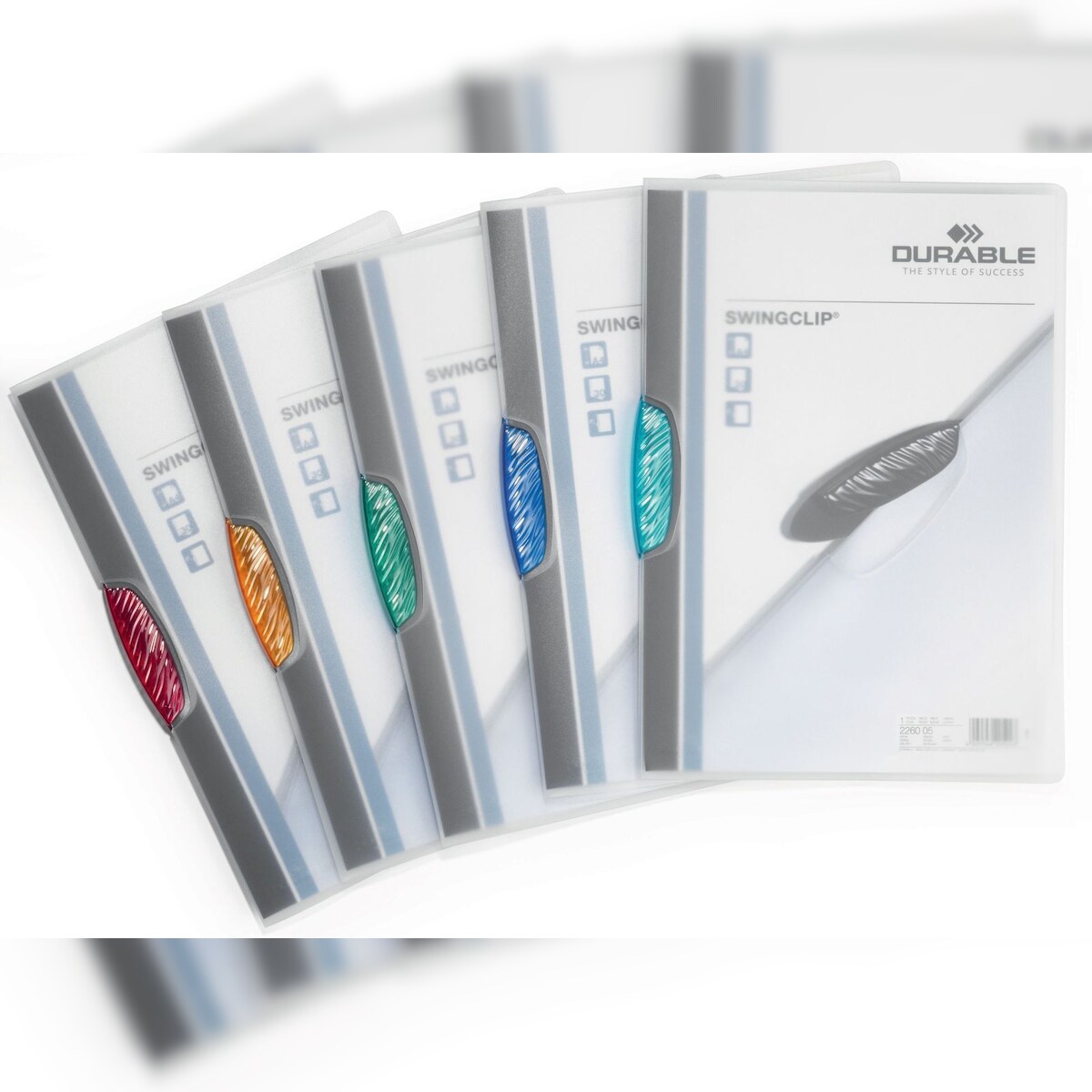 Durable Klemmmappe Swingclip A4 tranzluzent PP bis 30 Blatt farbig sortiert VE=5x5 Stück Image