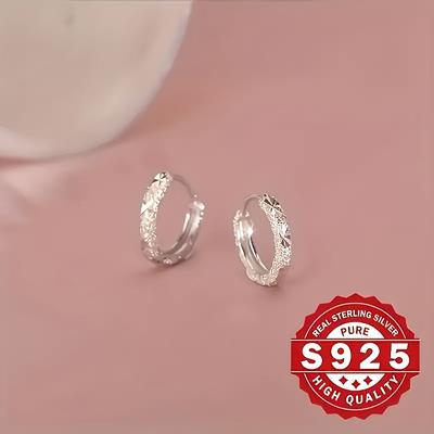 TEMU 4pcs 925 - Elegant Small Diameter Matte Sparkle Hoops, Hypoallergenic, & Gifts, Ideal For Christmas Season Jewelry, Christmas Gift Jewelry|vintage Boho Style|hypoallergenic Earrings Image