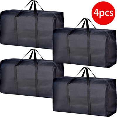 TEMU 2/4pcs Extra Large Moving Bags With Heavy-duty Zippers & Reinforced Handles - Heavy-duty Oxford Fabric Storage For Clothes, Moving Supplies, Travel - Space-saving Organizer (black) Image
