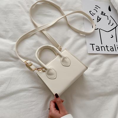 TEMU Elegant Square Ladies Handbag, Minimalist Mini Crossbody Bag, Solid Color Shoulder Bag With Zipper Closure, Polyester Lined, Movie Theme - Ideal Valentine's Day & New Year Gift Image