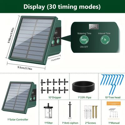 TEMU Solar Drip Irrigation System Wesapor Irrigation System For Garden, Solar Diy Watering Device 15 Pots Plants Automatic Watering System With Battery Image