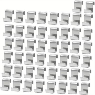 TEMU 25pcs/50pcs Greenhouse Glass Z Clips, Stainless Steel Greenhouse Z Clips, Greenhouse Window Clamps, Glass Panel Fixing Clips, Greenhouse Glass Replacement Accessories Image