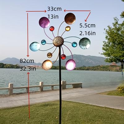 TEMU 1pc Vintage Metal Windmill, 13in Diameter, Single-sided , Outdoor Garden Yard Decor, No Electricity Or Battery Needed, Lawn Ornament | Decorative Stake | Rustic Finish, Windmills For Yard Image