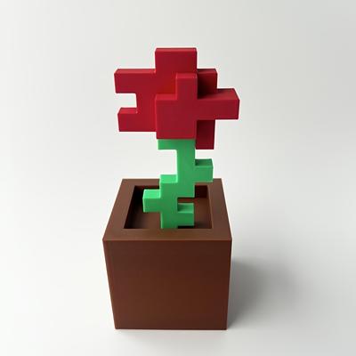 TEMU Unique Pixel Rose Decor - Durable Plastic, No Power Needed | Ideal For Bedroom, Office Desk & Home | Perfect Gift For Thanksgiving, Valentine's Day, Birthdays & Parties, Gift For Holidays Image
