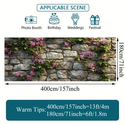 TEMU 1pc 2d Flat Printed Floral Garage Door Banner - Durable Polyester, No Power Needed, Weddings, Parties & Outdoor Celebrations, Outdoor Decor|elegant |easy Setup Banner Image