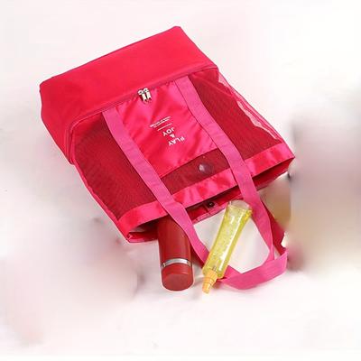 "TEMU 1 "play Joy" Swim Bag With Dry/wet - Oxford Fabric, Beach & Gym Tote With Fixed Shoulder Strap, Mesh Pocket For Accessories, Easy Clean" Image
