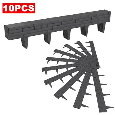 TEMU 5m/10m Lawn Edging Plastic Flower Bed Edging Artificial Stone Tile Mowing Edge Curbstones Palisades Garden Fence Image