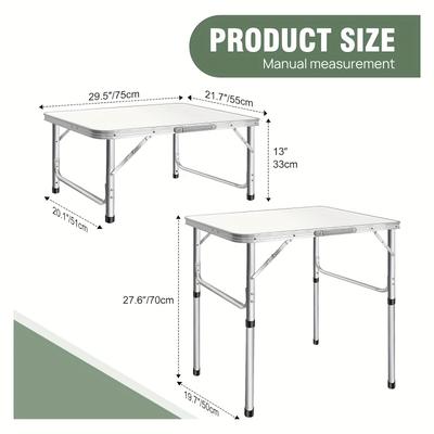 TEMU Folding Camping Table 75x55x33/70cm, Garden Table, Side Table, Foldable Picnic Table, 2 Adjustable Height Table Image