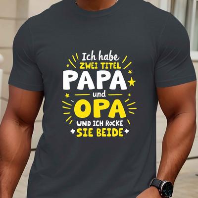 TEMU I Have 2 Titles Dad Print Tee Shirt, Tees For Men, Casual Short Sleeve T-shirt For Summer Image