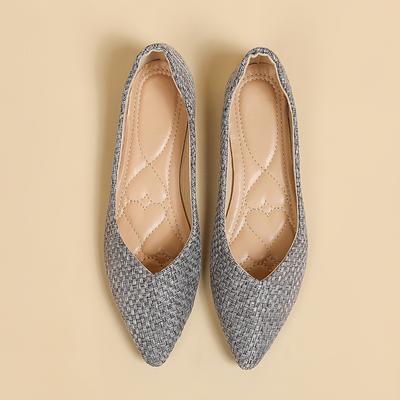 TEMU Elegant French Flat Pointed-toe Women's Slip-on Shoes, Lightweight Fabric With Rubber Sole And Synthetic Inner, , Large Size, Ladies Shoes Image