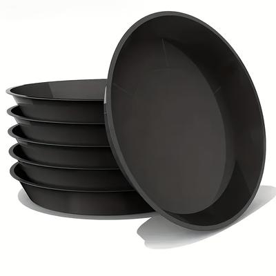 TEMU 6 Pack 15 Inch Heavy Duty Plastic Plant Saucers - Durable Round Trays For Indoor Pots, Flower Planters, Black, Decorative Organizer | Sleek Style | Highquality Plastic, Plant Saucer Tray Image