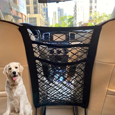 TEMU Car Seat Back Organizer With Auto-retractable Storage Pocket, Pet Barrier & Child Safety, Easy-to-install Fabric Accessory For Vehicle Interior, Car Travel Accessories Image