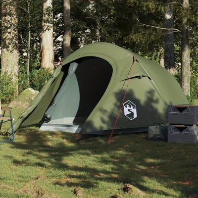 TEMU Olive Green Tunnel Tent For 3 People, Portable For A Cozy Retreat Image