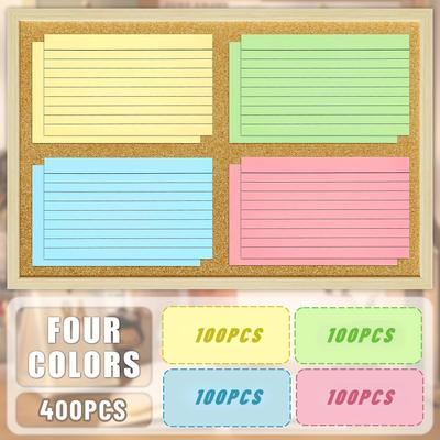 TEMU 400 Color Index Cards, 3x5 Inches (. 7.6 X 12.7cm), Lined With Notecards, Horizontal Grid Of Study Cards, For School, Office Supplies, Sticky Notes Image