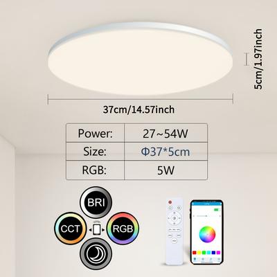 TEMU &ben Rgb Light Adjustable Color Temperature 37cm/14.57inch Led Indoor Lighting With App And Remote Control For Home Decor Living Room Bedroom Ambient Lighting Image