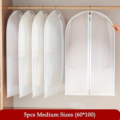 TEMU 5pcs Set Of Clothes Dust Covers Hanging Pockets For Clothes, Long Style Down Jacket Transparent Coat Bag Image