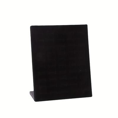 TEMU 1pc 50-slot Ring Display Stand, Plastic And Velvet Jewelry Showcase, Durable Tray Rack, Suitable For Stalls , Jewelry Towers Image