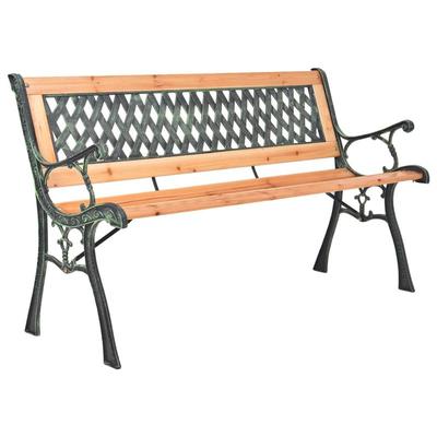 TEMU Garden Benches, Deck Chairs, Garden Bench 116 Cm Cast Iron And Solid Wood Fir, Suitable For Activities Image