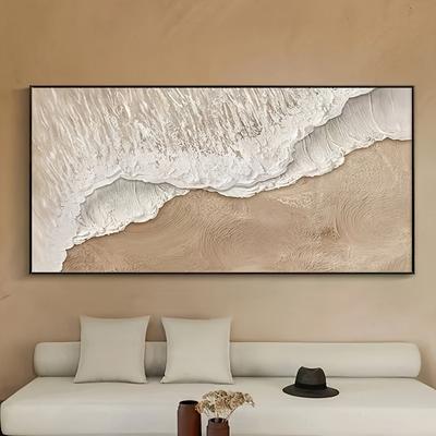 TEMU 1pc Frameless Modern Hand-painted Oil Painting - Large Art With Thick Coating, Wall Decoration, Island-inspired Landscape, Light & , Wall Art Decor|modern |oil Painting Texture, Nautical Decor Image