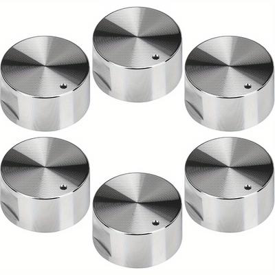 TEMU 6pcs 6mm Aluminum Alloy Gas Stove Knobs - Metal Kitchen Stove Burner Controls With Textured Grip For Easy Handling, Fits Most Cooktops And Ovens, Stove Top Protectors Image