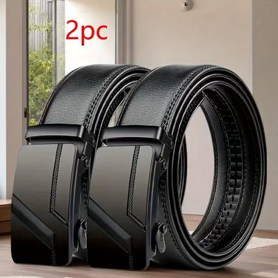 TEMU 2pcs Of Men's Belts, Automatic Iron , Popular Business Fashion Style, Quick , Suitable For Matching With Jeans And Casual Pants Image