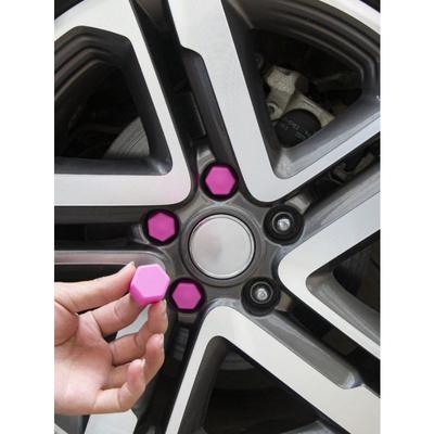 TEMU 20 Universal Silicone Car Wheel Screw Nut Covers, 19mm, Pink, Decorative Protective Cover, For Vehicle Tires Image