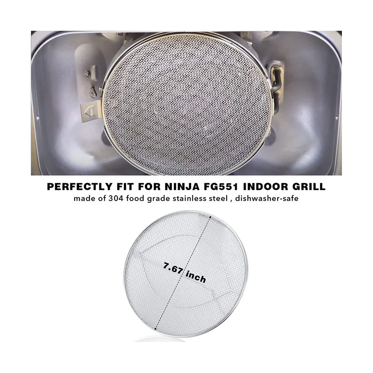 Edelstahl Splatter Schild für Ninja Foodi FG551, Zubehör für Ninja Foodi Smart XL 6-in-1 Innen grill wieder verwendbar