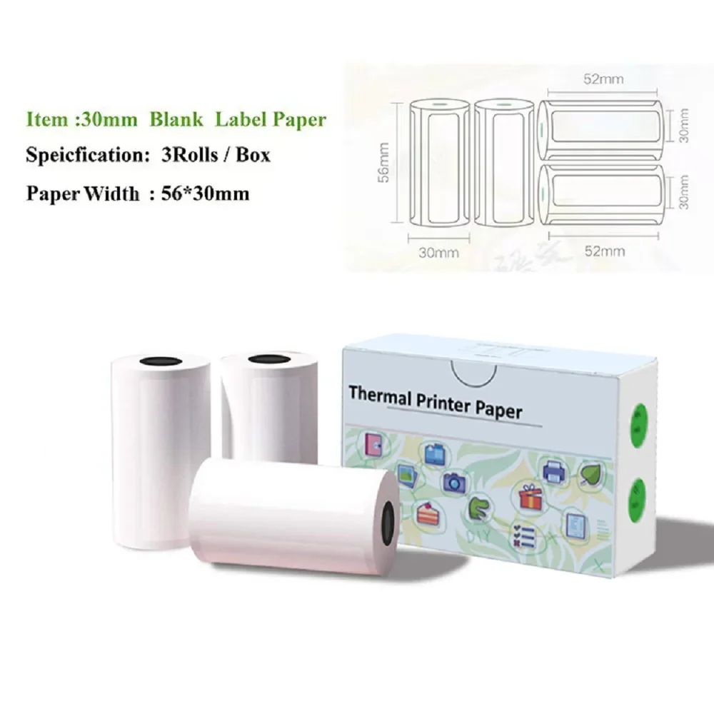 15 mm 30 mm farbiges Aufkleberetikett, weißes Thermoetikett, 57 mm, selbstklebendes, wasserfestes, ölbeständiges Papier zum Lernen Image