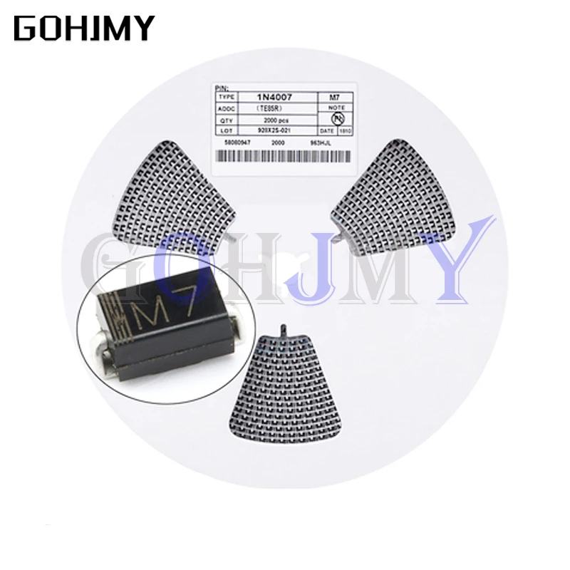 2000pcs 1 n4001 m1 1 n4004 m4 1 n4007 m7 fr107 rs1m fr207 rs2m her108 us1m sf18 es1j sf14 es1d DO-214AC sma gleich richter diode Image