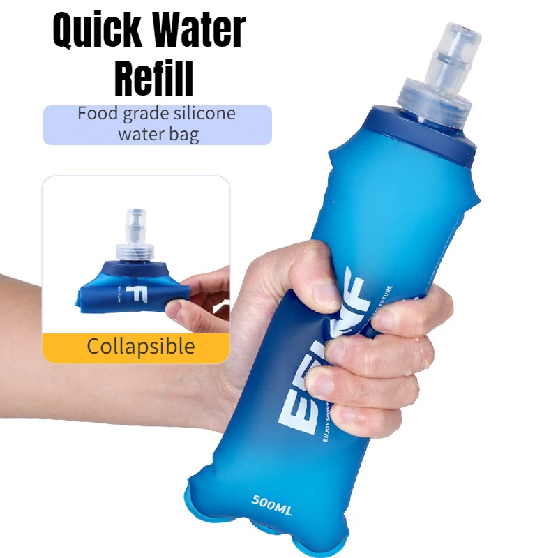 ESLNF 500ML Outdoor Portable TPU Water Bottle Cycling On Foot Folding Water Bottle Bicycle Travel Water Bottle Image