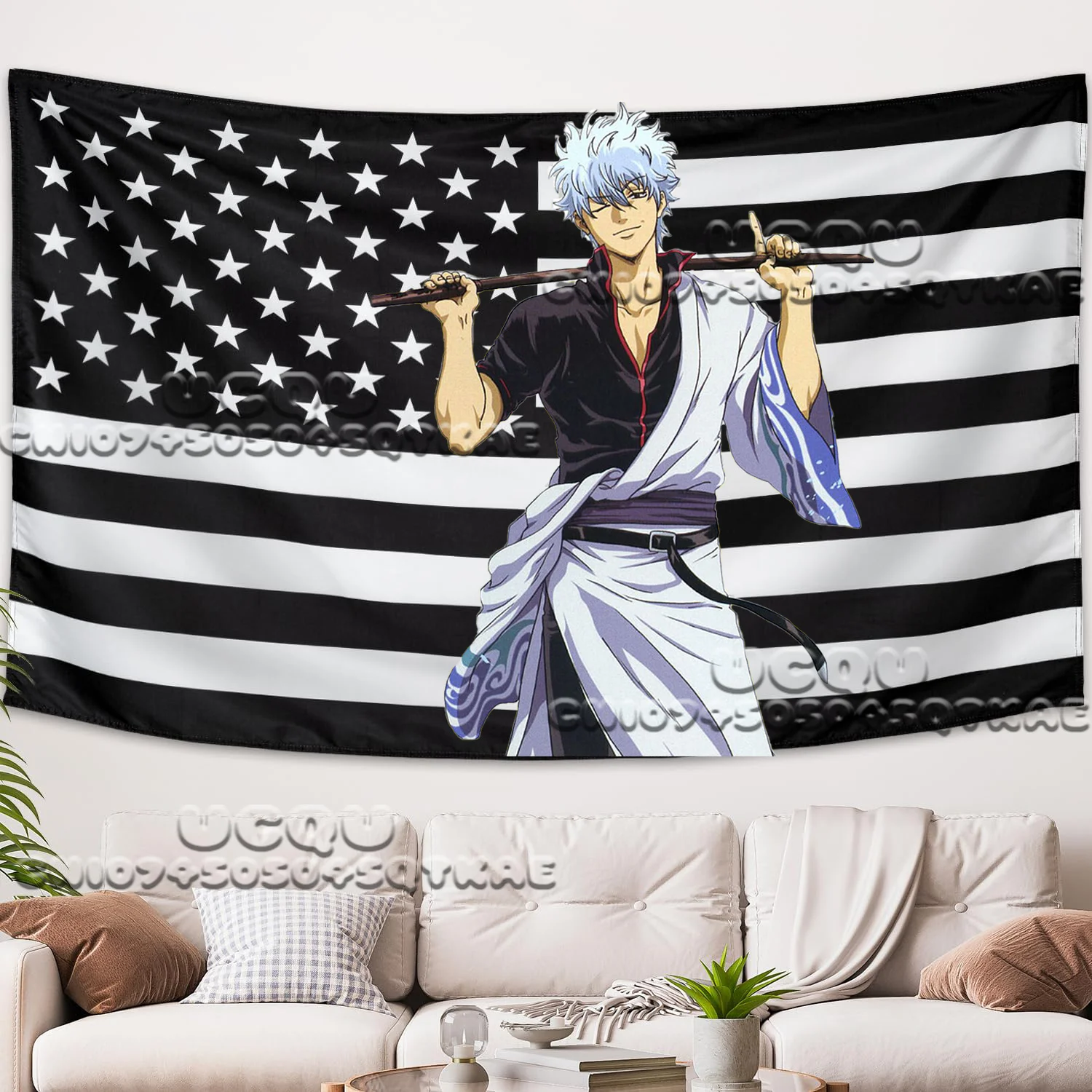 Gintama Amerikanische Flagge Wandteppich Animation Hintergrund Dekoration Schlafsaal Wandteppich Wohnzimmer Hintergrund Tuch Sakata Gintoki Image