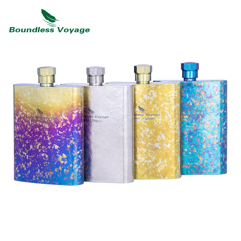 Boundless Voyage Titanium Flagon 100 ml kleine Flachmann für Outdoor-Reisen, Wasser, Saft, Whiskey, Weinflasche Image