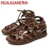 Neue Sommer Herrenschuhe aus echtem Leder im römischen Stil, handgefertigte Designer-Freizeitschuhe,