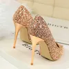 BIGTREE Glitzer High-Heels Hochzeit Luxus Gold Silber Damen Damen Pumps Pailletten Stilettos Schuhe mit hohen Absätzen 7 cm 10 cm Größe 43