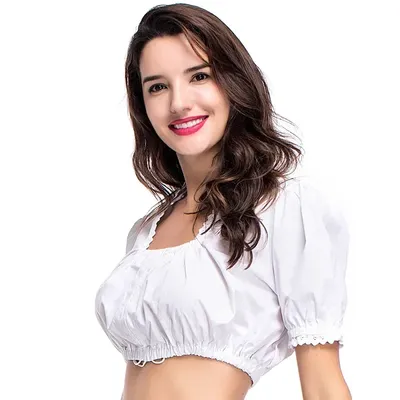 Traditionelle bayerische Bierkostüme Tops Damen Oktoberfest Bluse Spitze Blumen Dirndl Wrap Crop Top Image