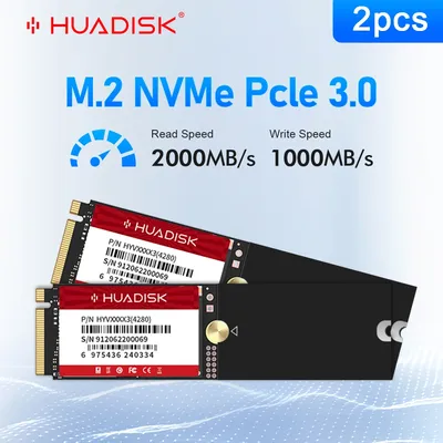 HUADISK 2PCS M2 SSD NVME Hard Drive SSD 128GB 256GB 512GB Hard Disk M2 PCIe3.0 Internal Solid State Drive For Laptop Desktop