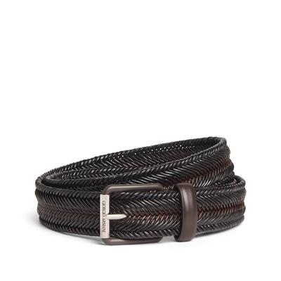 Giorgio Armani Leather Woven Rollerball Belt