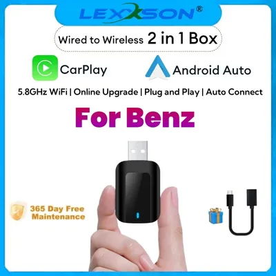 Wireless CarPlay Android Auto Wireless Adapter Plug & Play Smart Mini 2IN1 Box For Benz A C E S GLA