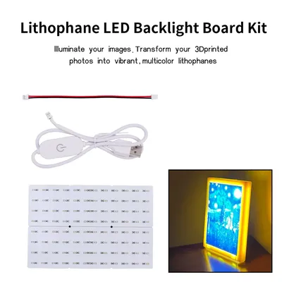 For Bambu Lab Lithophane LED Backlight Board Kit 96 LED Beads With Cable DIY KIT For Bamboo 3D
