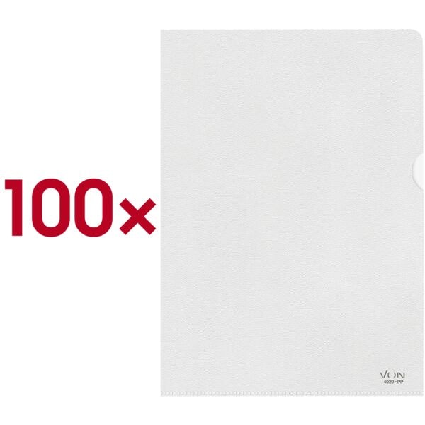 VON by Leitz Sichthüllen A4 transparent Polypropylen 100 Stück transparent, 22x30.7x2.7 cm Image