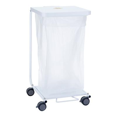 R&B Wire Products Inc. 35 Gallon White Powder-Coated Stainless Steel Square Laundry Hamper Stand with Foot Pedal and Quiet-Closure Lid 691D