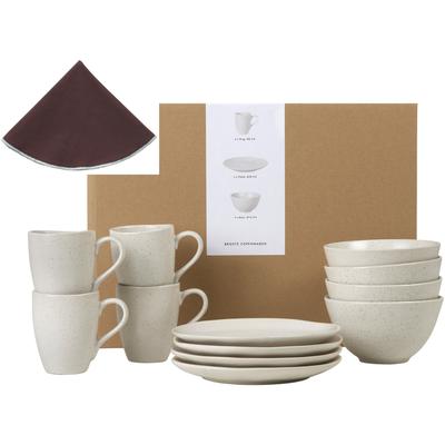 Frühstücks-Geschirrset BROSTE COPENHAGEN "Nordic Vanilla, inklusive Serviette Wilhemina", beige (cream), 16 tlg., Keramik, Geschirr-Sets, Beliebte Geschirr Sets Exclusiv mit Geschenk Image