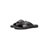 Pantolette TOMMY HILFIGER "PREMIUM HILFIGER CC LTH SANDAL", Herren, Gr. 44, schwarz, Leder, unifarben, klassisch, Schuhe, Blockabsatz, Sommmerschuh mit seitlicher Logoflag