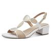 Sandalette MARCO TOZZI, Damen, Gr. 38, weiß (weiß kombiniert), Lederimitat, Textil, kontrastfarbene Details, glänzend, elegant, Schuhe, Blockabsatz, Riemchensandale, Abendschuh mit Feel Me-Ausstattung