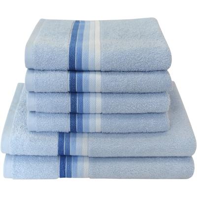 Handtuch Set DYCKHOFF "Chenille", blau, 6 tlg., Frottier, Obermaterial: 90% Baumwolle, 10% Viskose, Handtuch-Sets, Set beinhaltet: 4x Handtuch (50x100cm) und 2x Duschtuch (70x140cm) Image