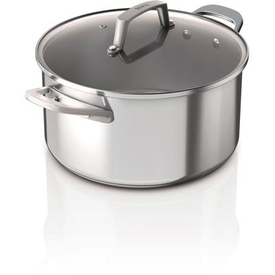 Kochtopf NINJA "Ninja Suppentopf aus Edelstahl C602DE", silber (edelstahlfarben), H:16,60cm Ø:20cm, Töpfe, Edelstahl mit Aluminiumbeschichtung für gleichmäßiges Erhitzen Image