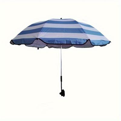 TEMU Portable Beach Chair Umbrella With Universal Clamp, 360-degree Rotation, Suitable For All , Polyester Fabric, Ideal For Camping And Patio Use. Model: Wg-2025-1777pcs Z Image