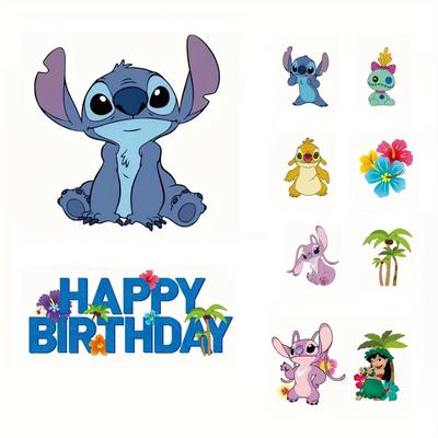 TEMU 10pcs Stitch Birthday Party Decoration Card Cake Decoration Birthday Party Decoration Image